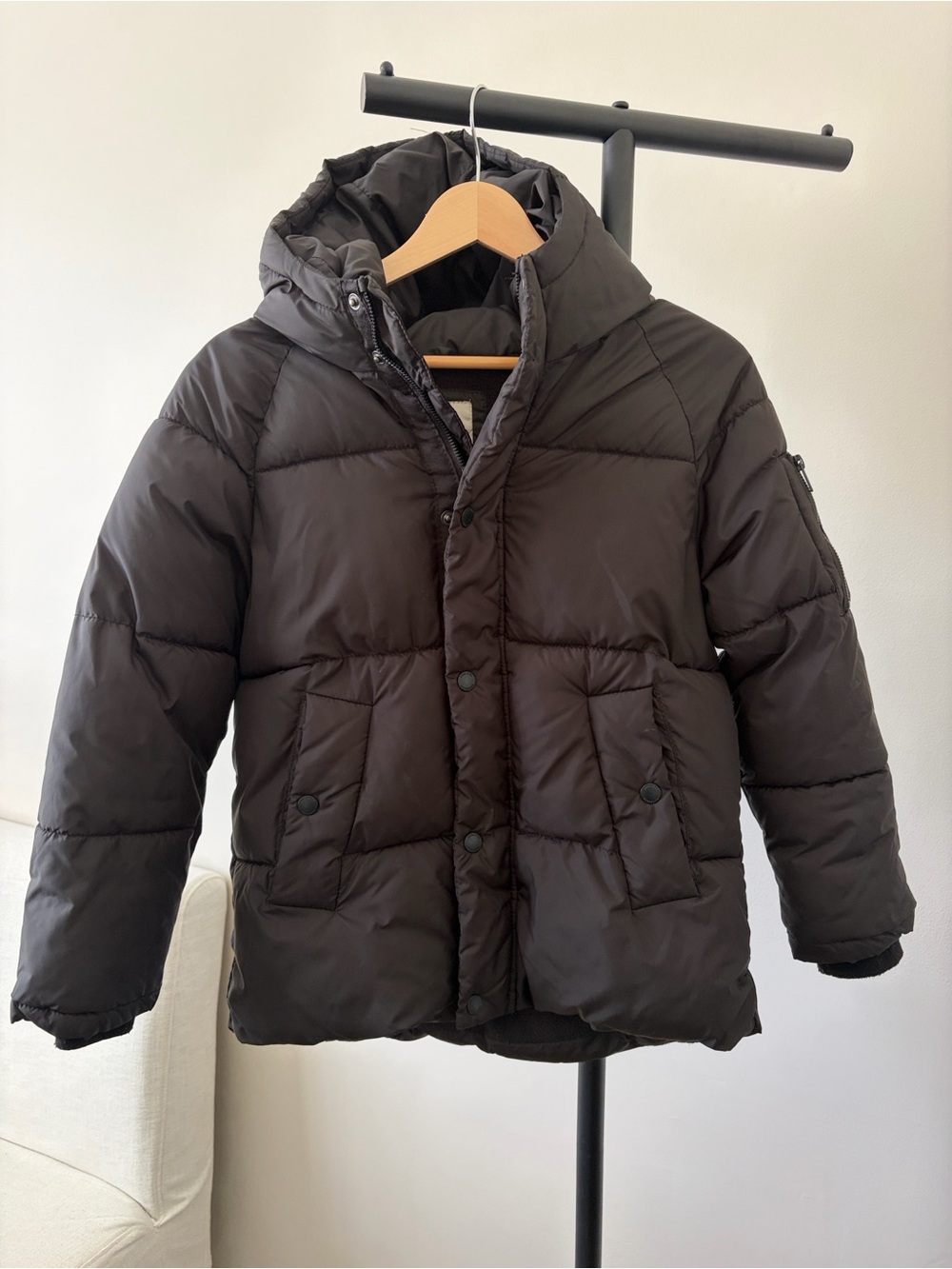 Zara black Puffer Jacket with Hood